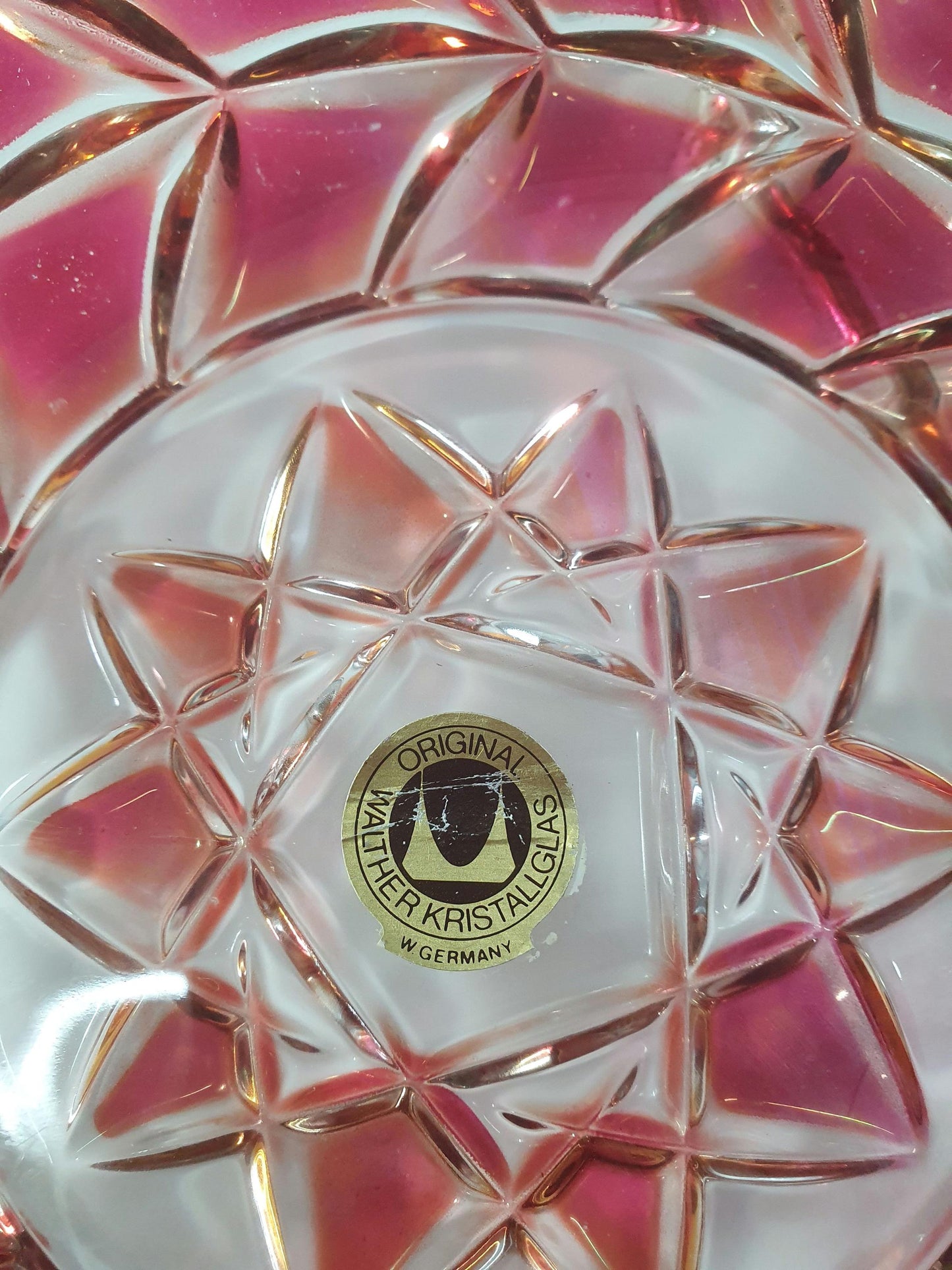 Mid Century Walther Kristallglas Dish with Chrome Serving handles. c 1960/70s
