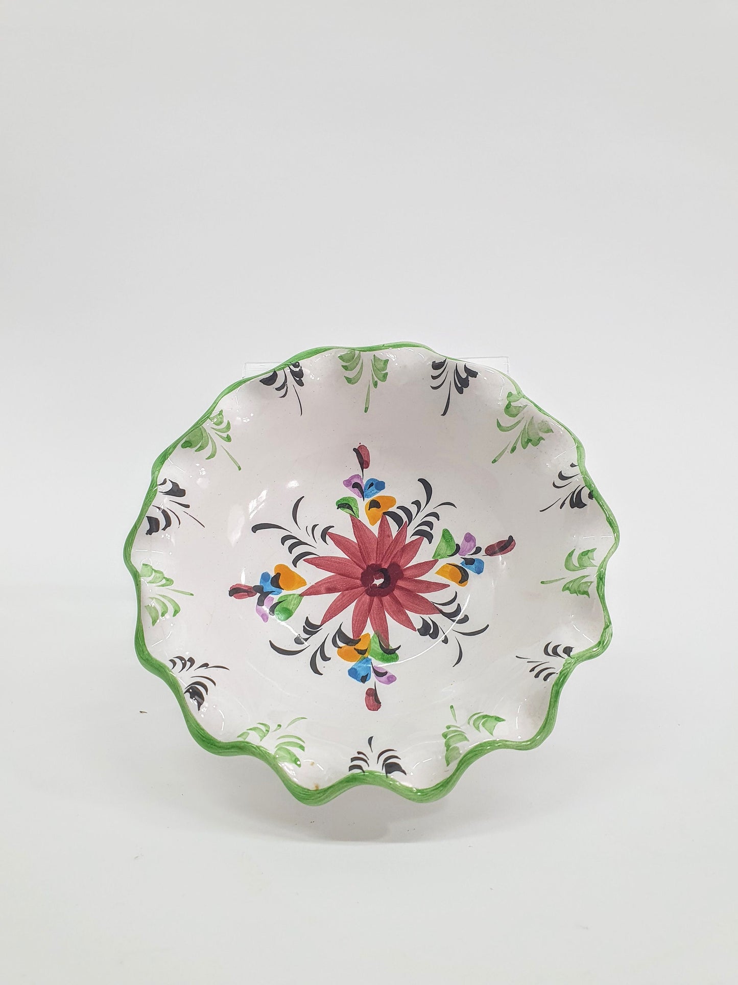 Vintage Trinket Dish with Flowers from Vestal Pottery, Portugal. c1980's