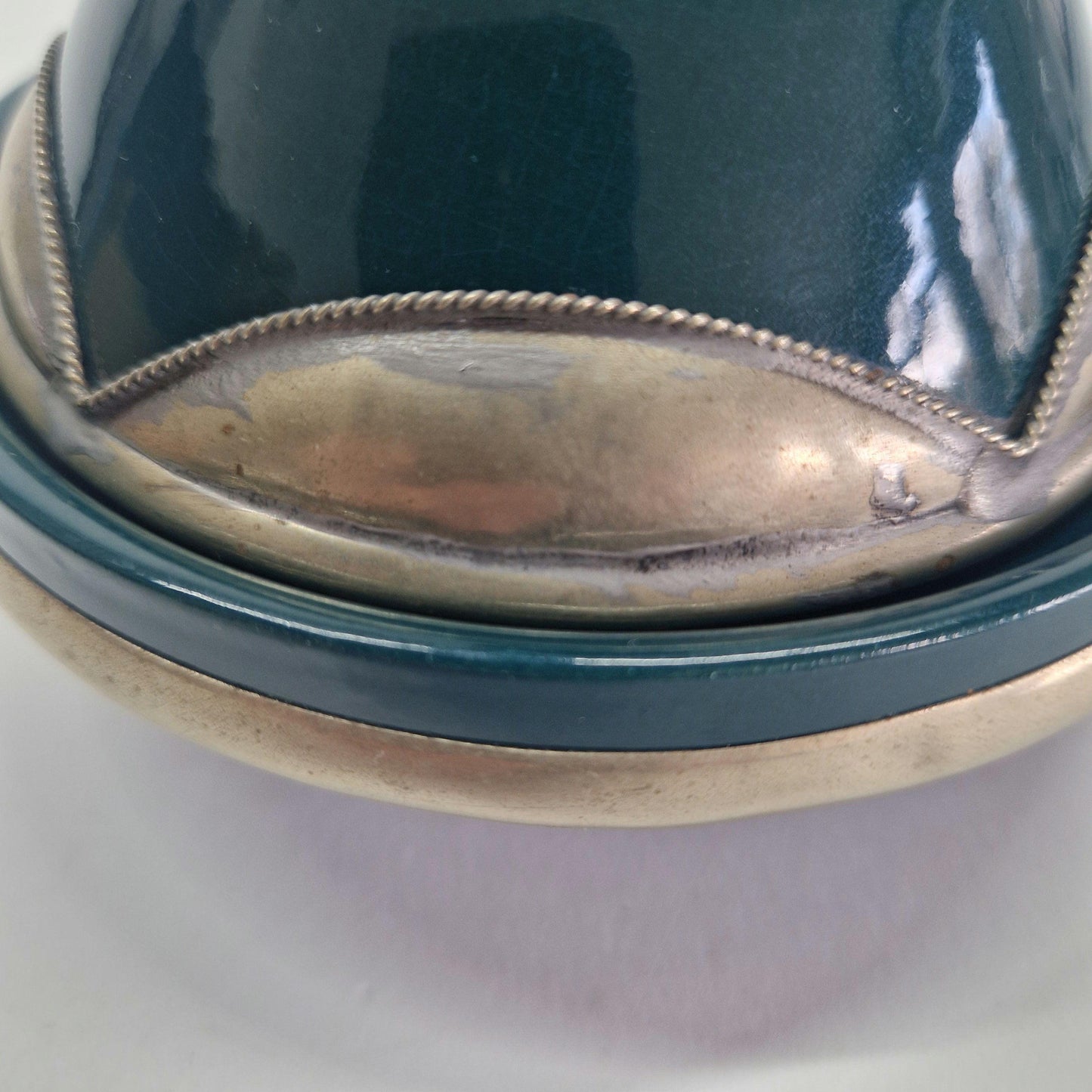 Vintage Forest Green Tagine with metal Embellishment c1980s