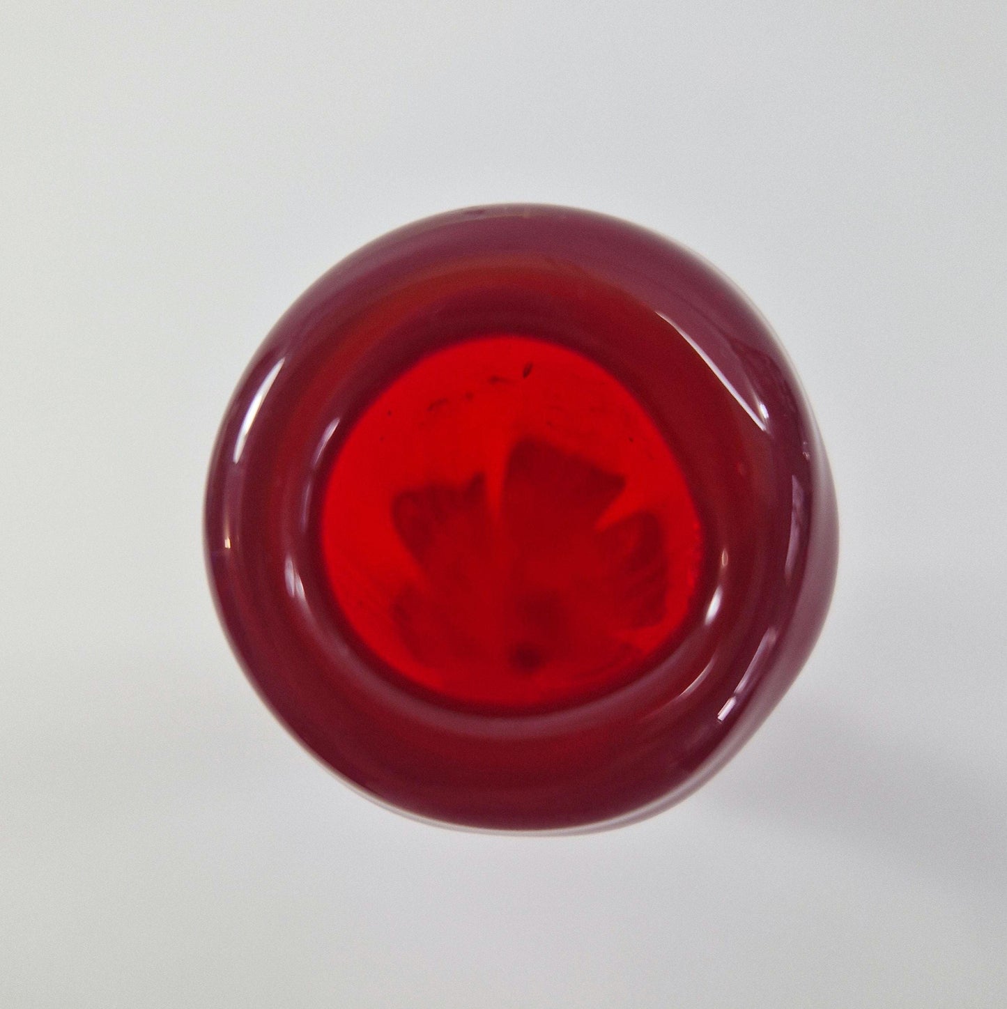 Vintage Solifleur Glass Vase. Twisted Stretch Cased Glass with Elephant Foot. Mid Century Modern.