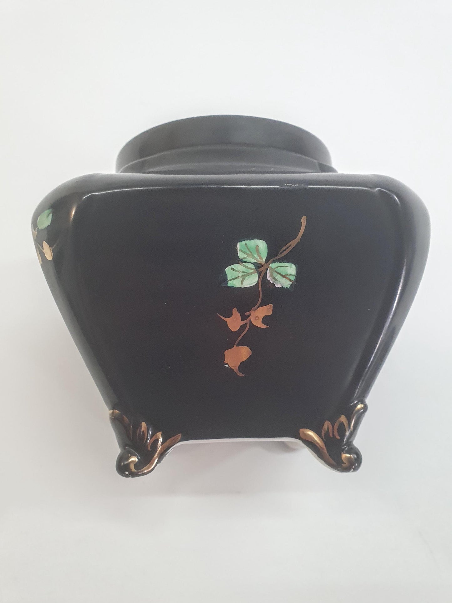 Vintage Art Deco Rose Bowl: Black Soudan JB Posy Bowl, England c1920s