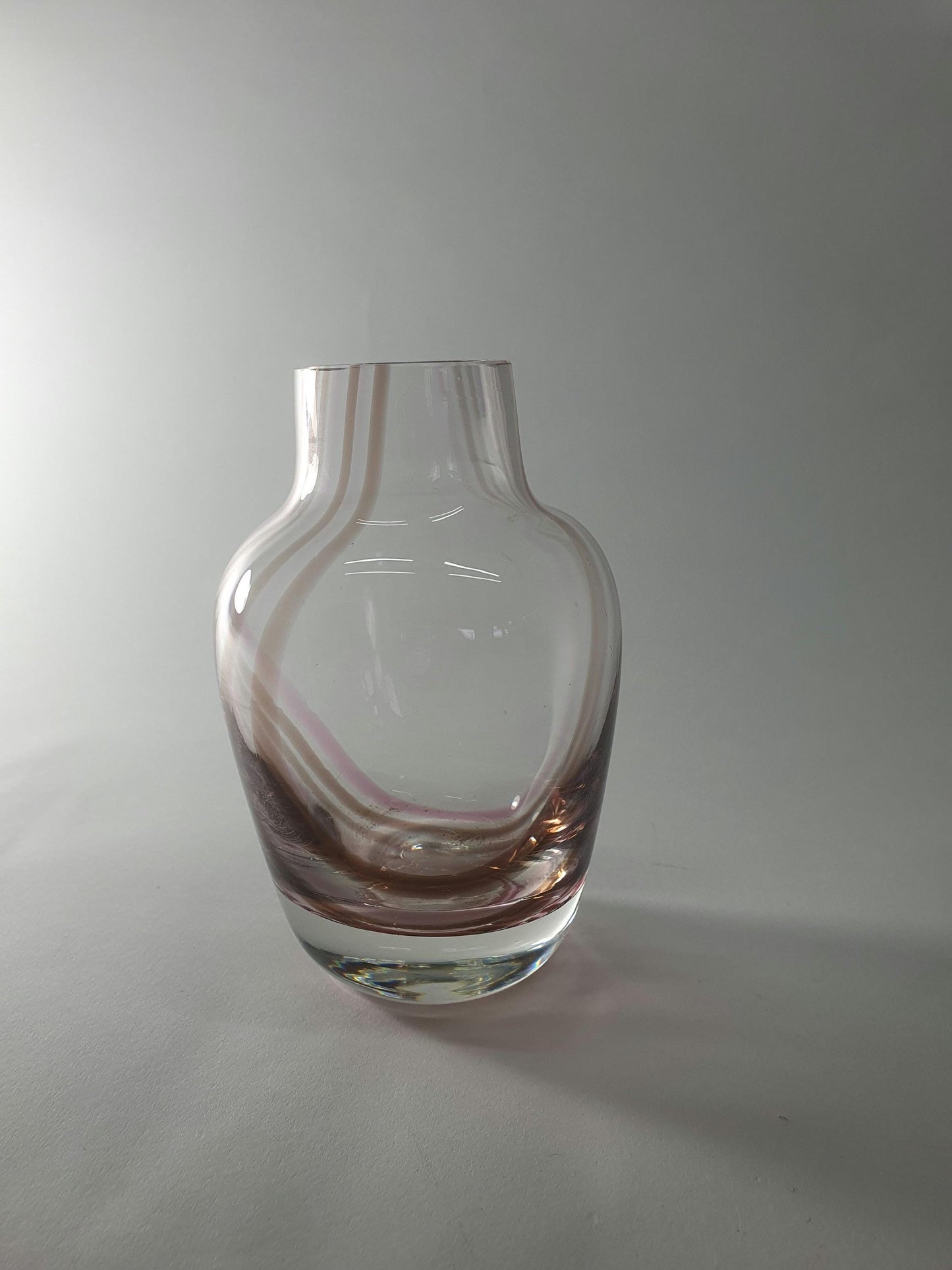 Vintage Caithness Oban Glass Bud Vase: Pink & Brown Heather Stripes, 1960s