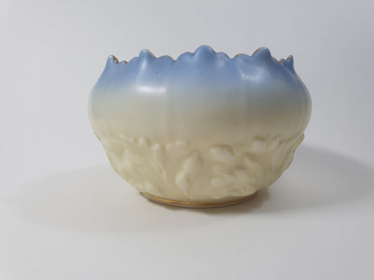 Edwardian Locke & Co Trinket Bowl: Ivory, Blush, and Blue with Gold Scalloped Edge