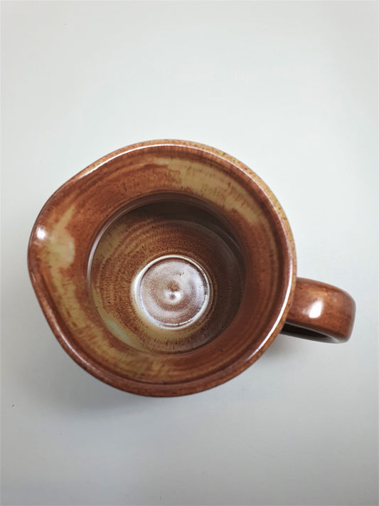 Vintage Cornish Tregurnow Creamer in Brown Ridged dripware. c1980's