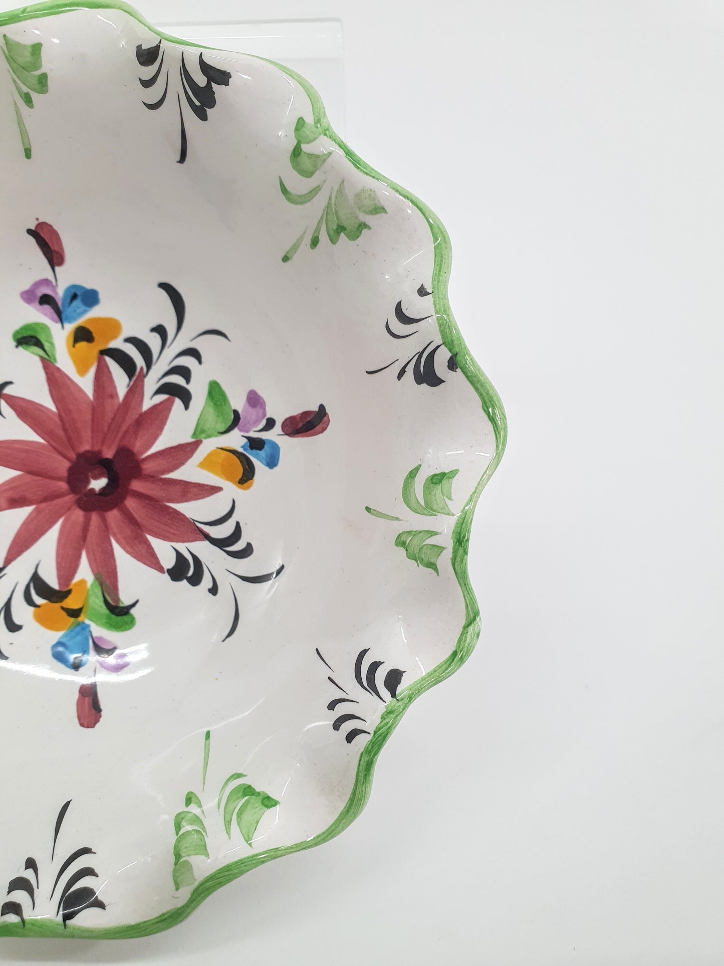 Vintage Trinket Dish with Flowers from Vestal Pottery, Portugal. c1980's