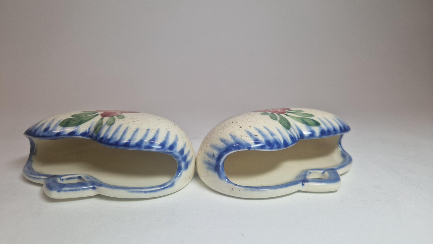Vintage Majolika Heart Wall Planters: Hand-Painted Floral Porcelain, Schramberg SMF
