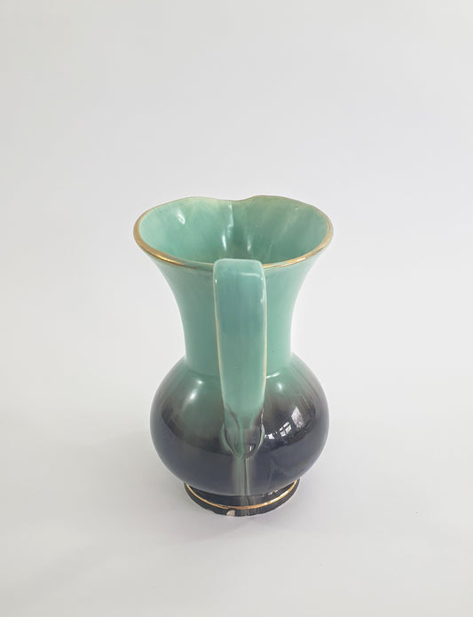 Vintage West Germany Art Pottery. Brown-Green Dripware Jug. c1980's