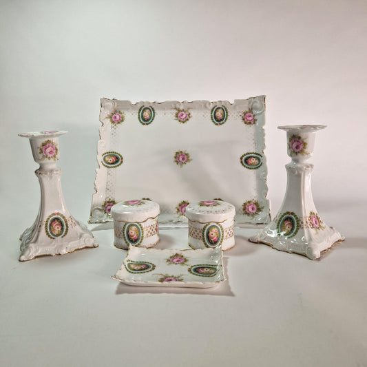 Charming Vintage Rosenthal China Vanity Set, with Rosebuds