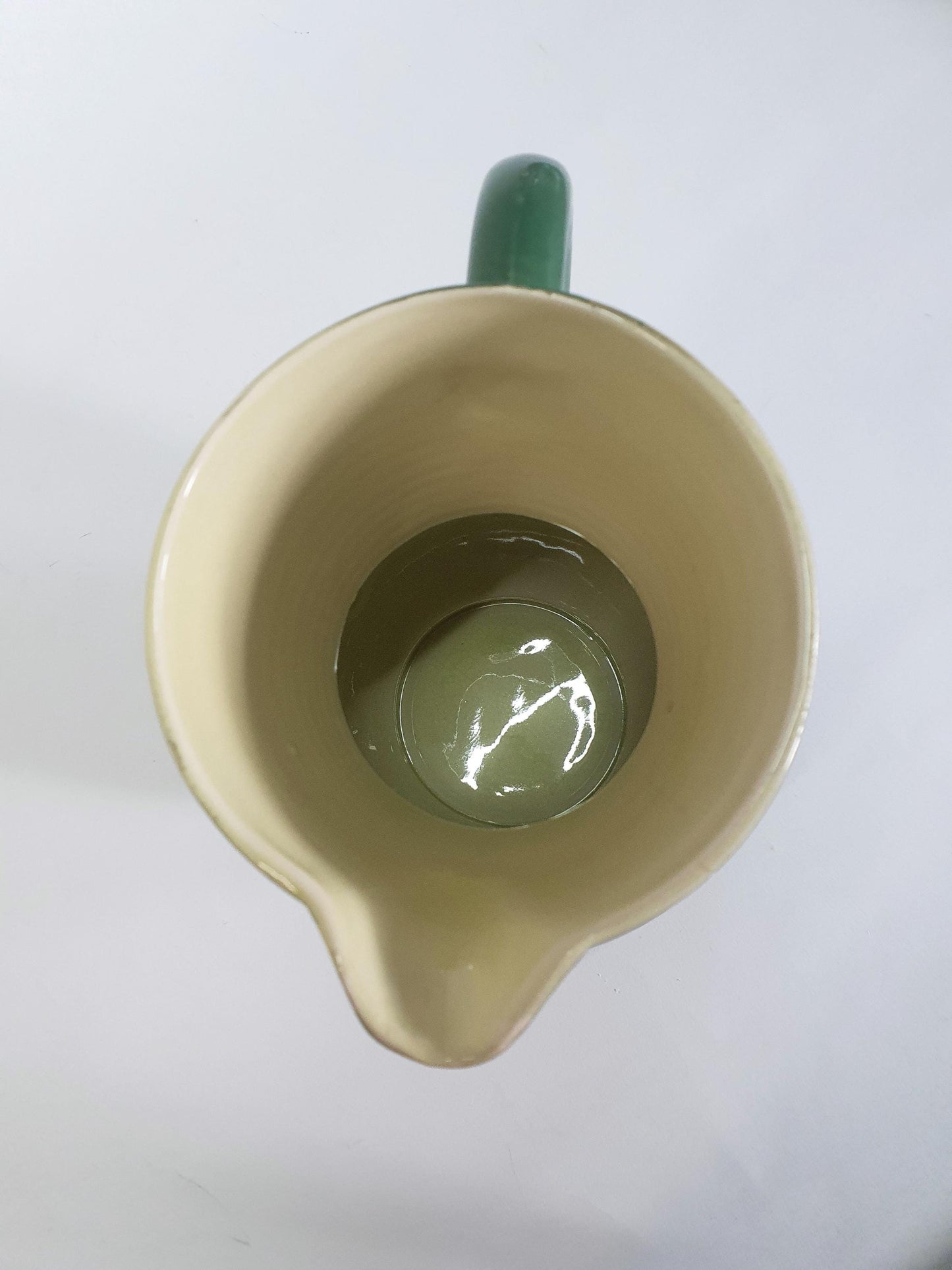 Art Deco Jade Green Water Jug: Brentleigh Ware Embossed Pansy Vase