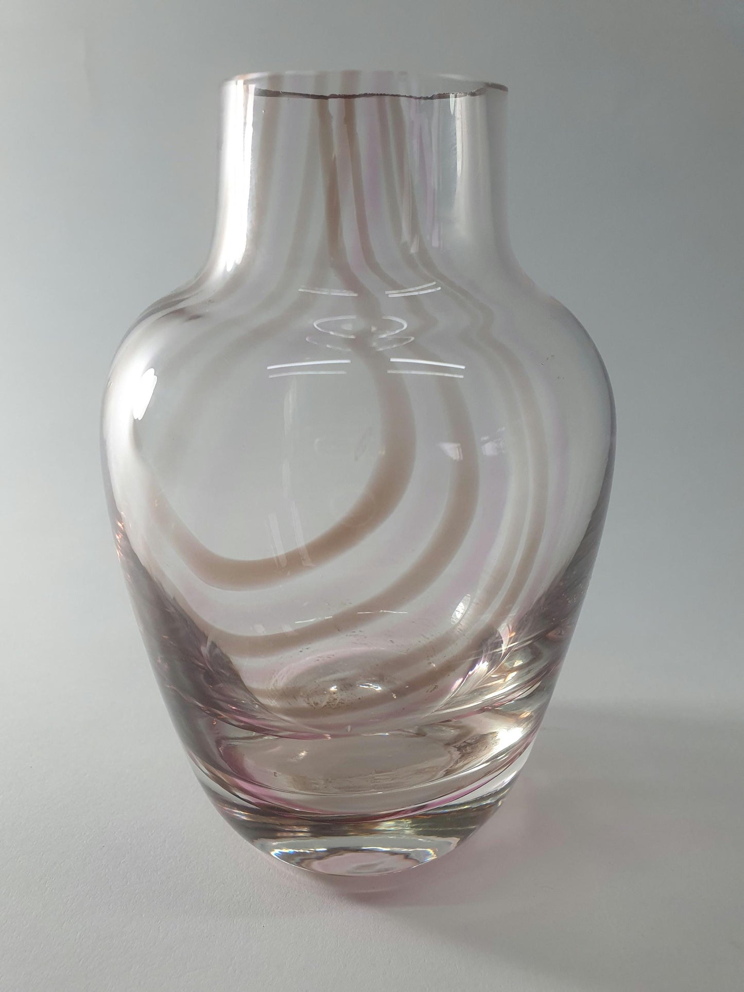 Vintage Caithness Oban Glass Bud Vase: Pink & Brown Heather Stripes, 1960s