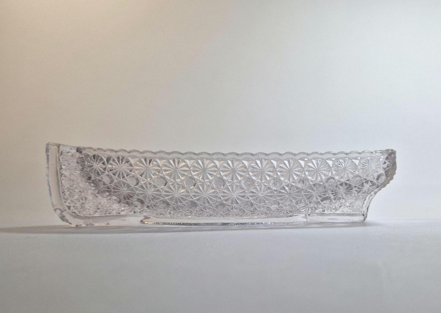 Vintage Art Nouveau Glass Celery Boats: Daisy & Dot Design, Set of 3