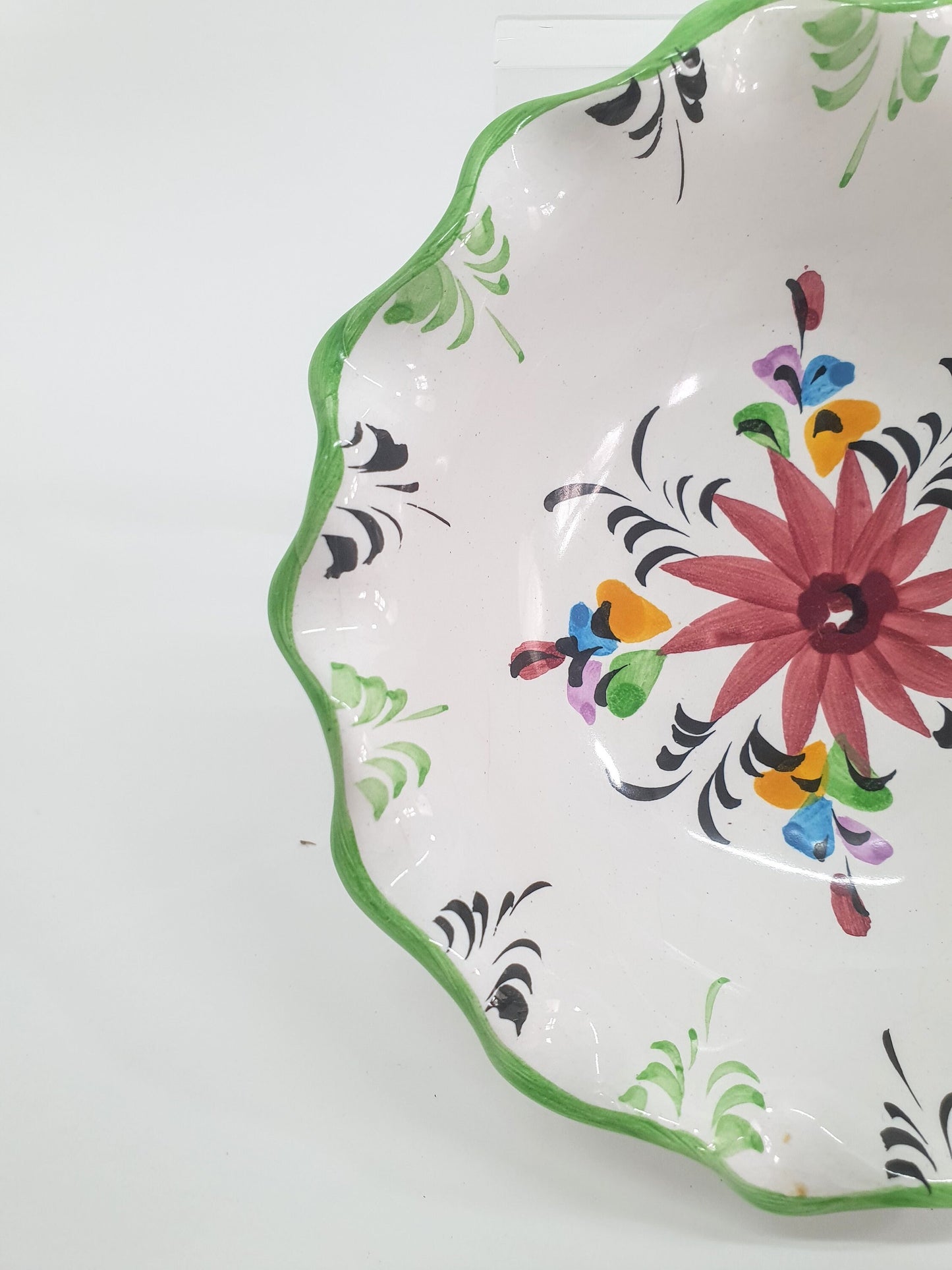 Vintage Trinket Dish with Flowers from Vestal Pottery, Portugal. c1980's