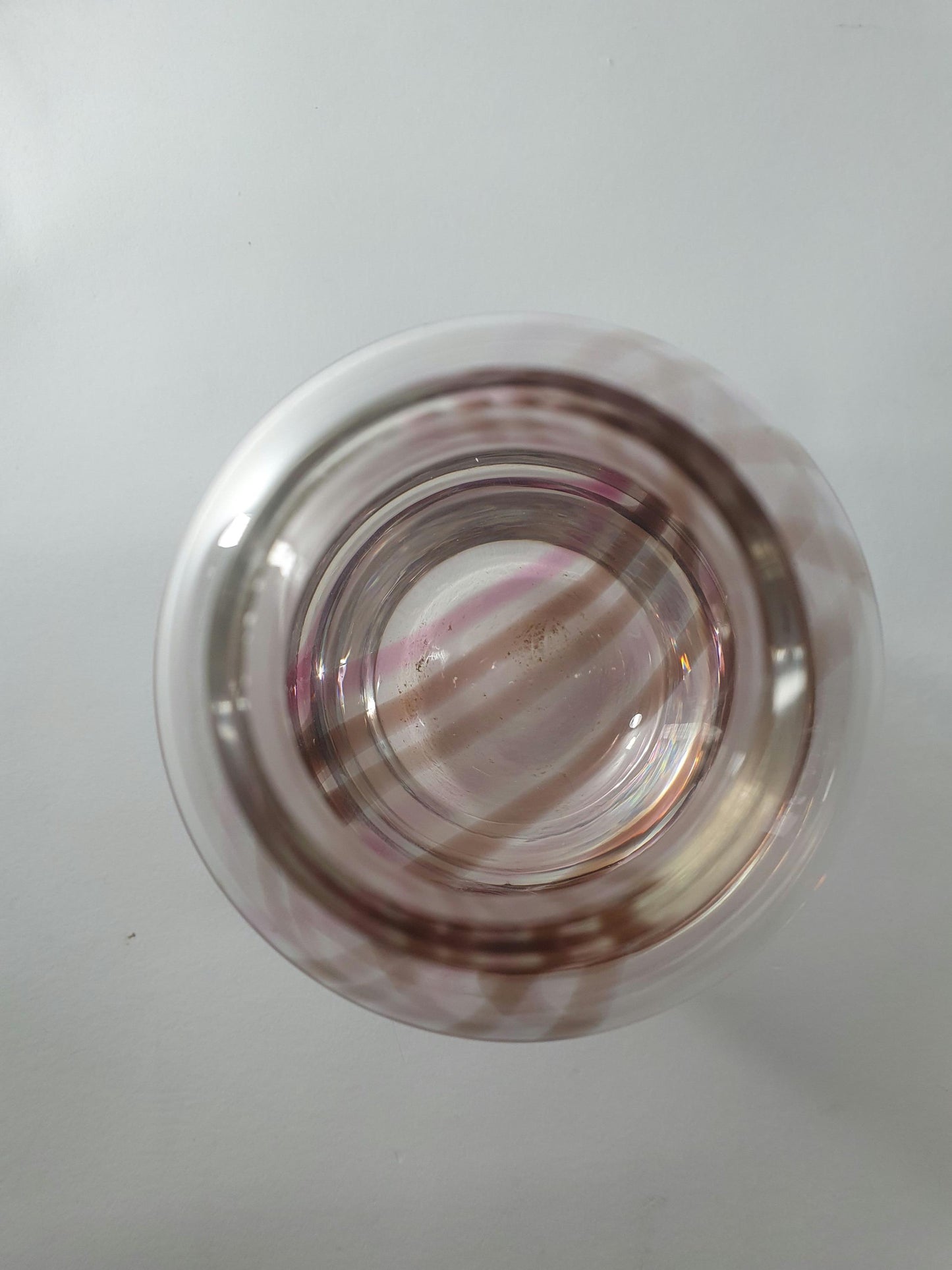 Vintage Caithness Oban Glass Bud Vase: Pink & Brown Heather Stripes, 1960s