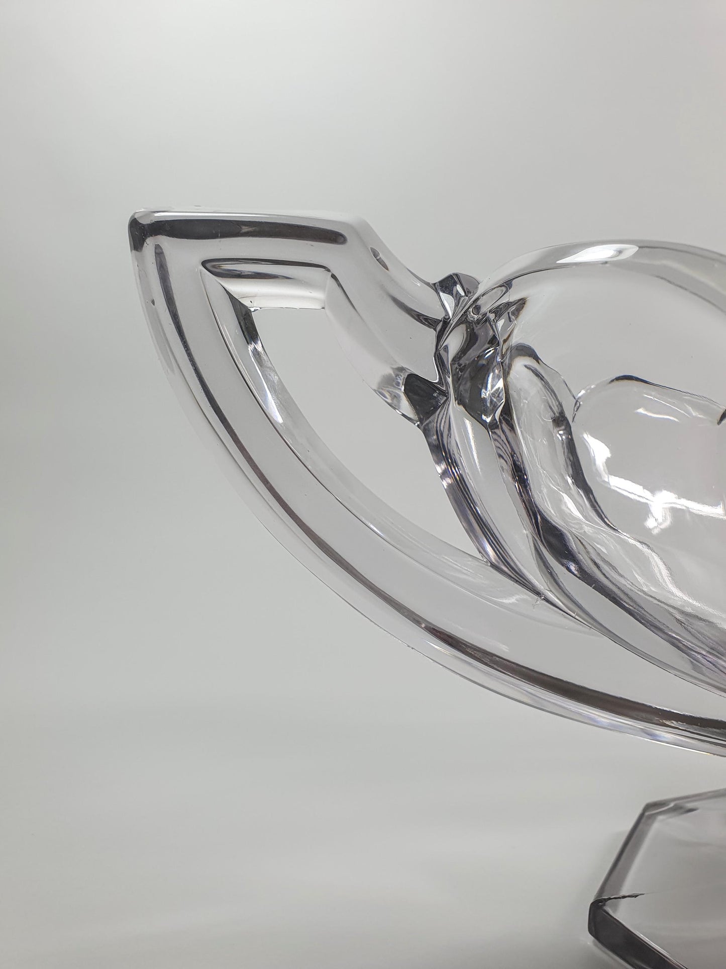 Heavy Clear Glass with a Hint of Purple, Trophy Bowl. Scalloped Rim and Footed. c1980s