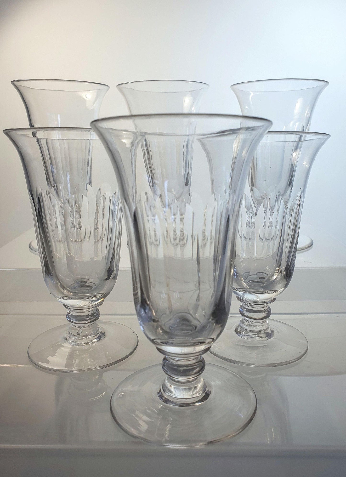 A Rare Set of 6, Antique Cut Lead Crystal Jelly Glasses. Georgian c1820s