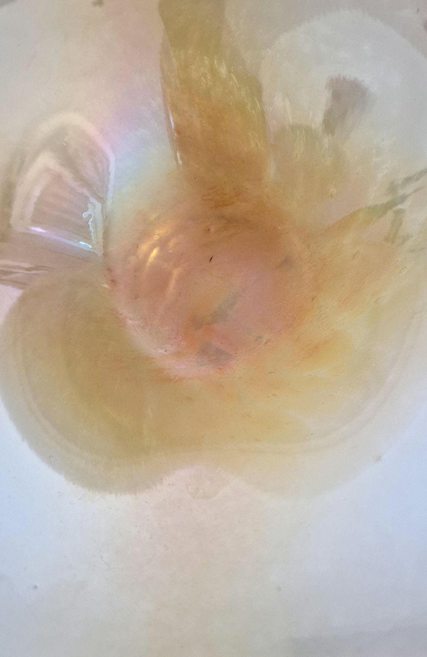 Vintage Wavy Pearlescent Glass Bowl, attributed to Tomarro, Murano Glass.