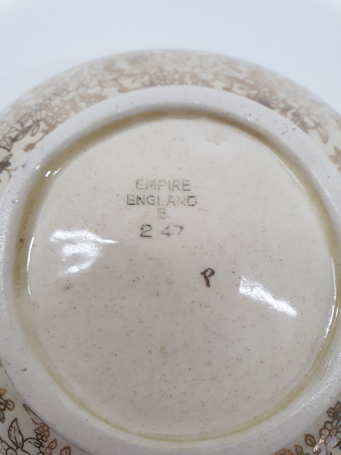 Vintage Empire Ware Chintz Bowl with Lid: Gold Floral Design, c1940-50s