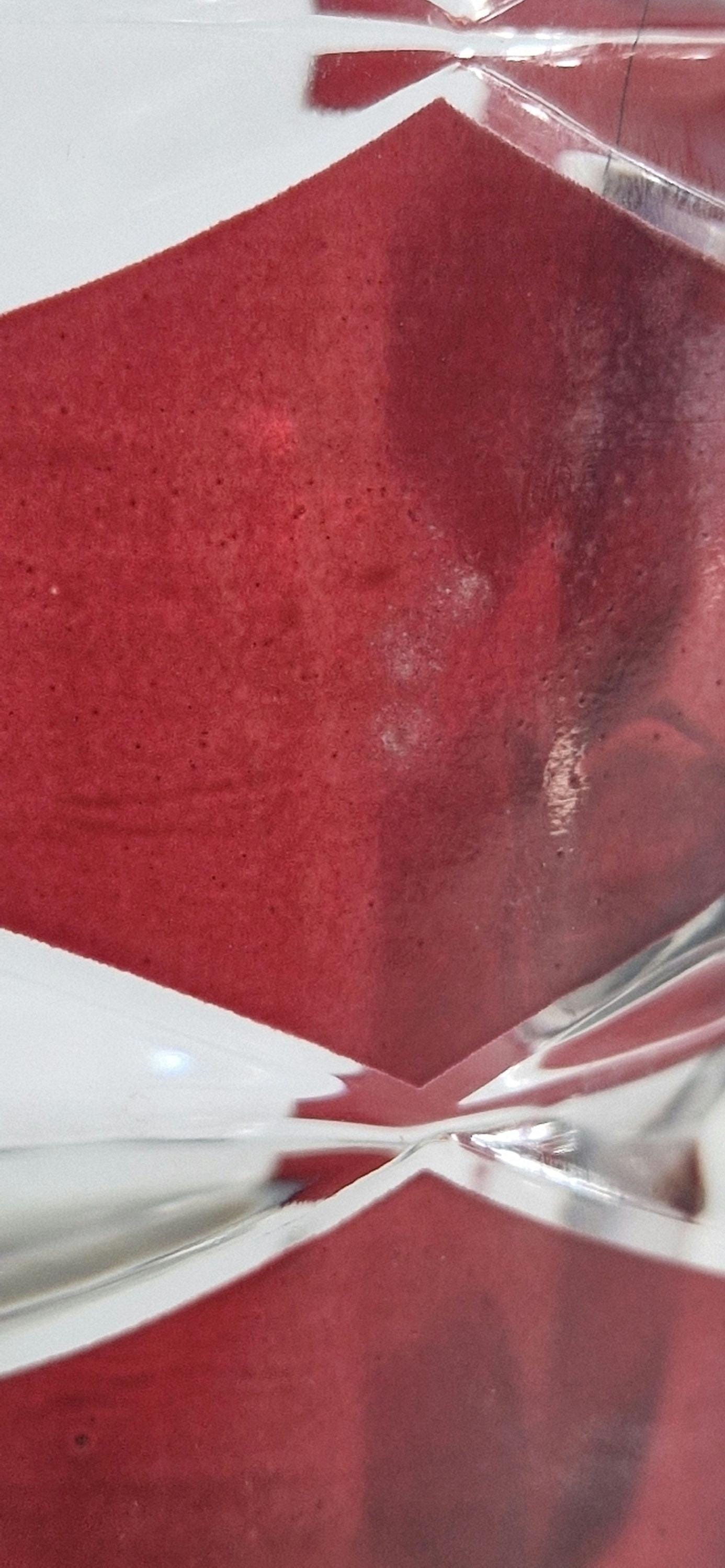 Large Mid Century Red and Clear  Art Glass Vase. JG Durand, France. c1960s