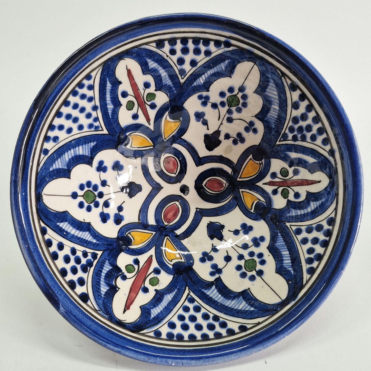 Vintage Safi Bowl: Hand-Painted Moroccan Arabesque Pottery