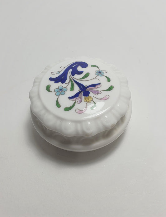 Coalport 'Pageant' Porcelain Pill Box: Floral Trinket Pot, 1970s Collectible