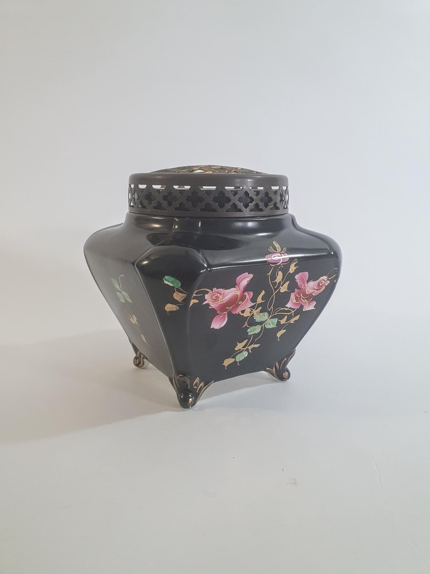 Vintage Art Deco Rose Bowl: Black Soudan JB Posy Bowl, England c1920s