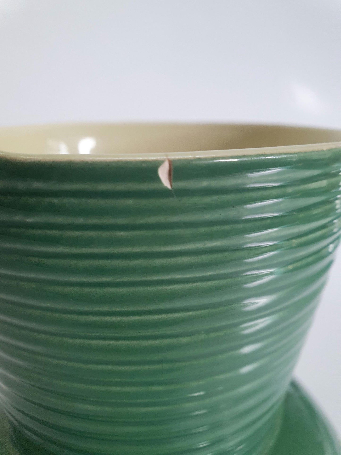 Art Deco Jade Green Water Jug: Brentleigh Ware Embossed Pansy Vase