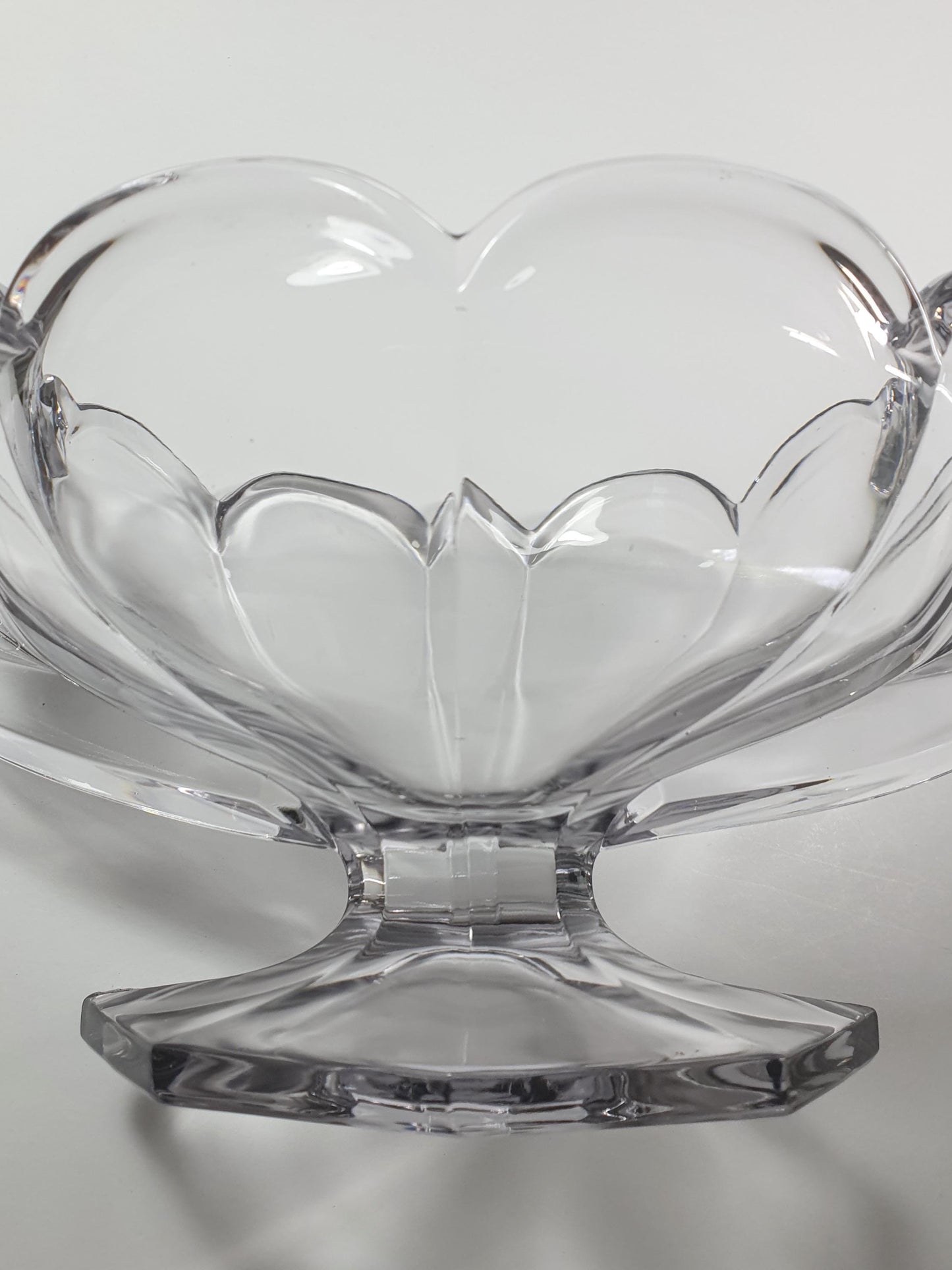 Heavy Clear Glass with a Hint of Purple, Trophy Bowl. Scalloped Rim and Footed. c1980s