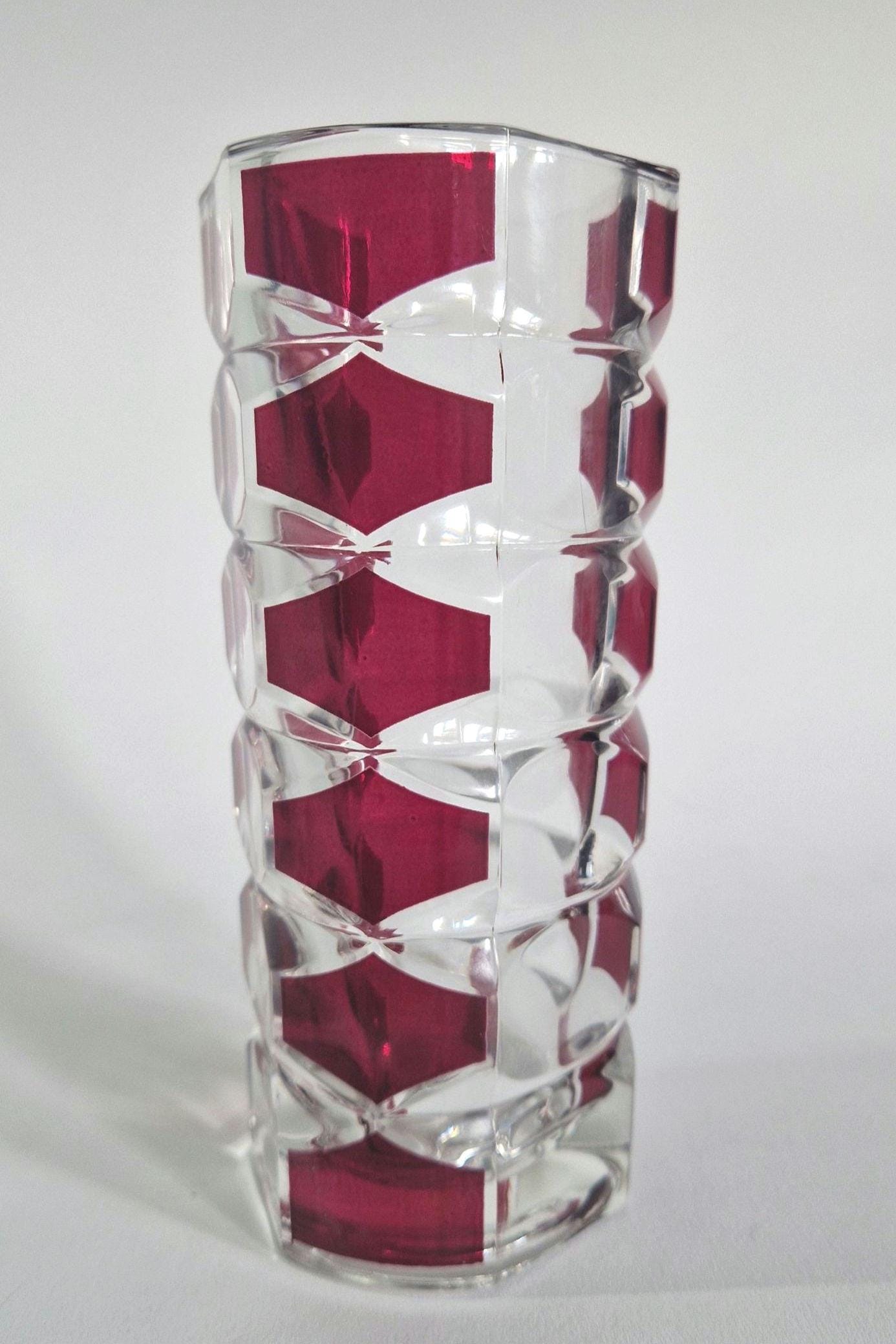 Mid Century Red and Clear  Art Glass Vase. JG Durand, France. c1960s