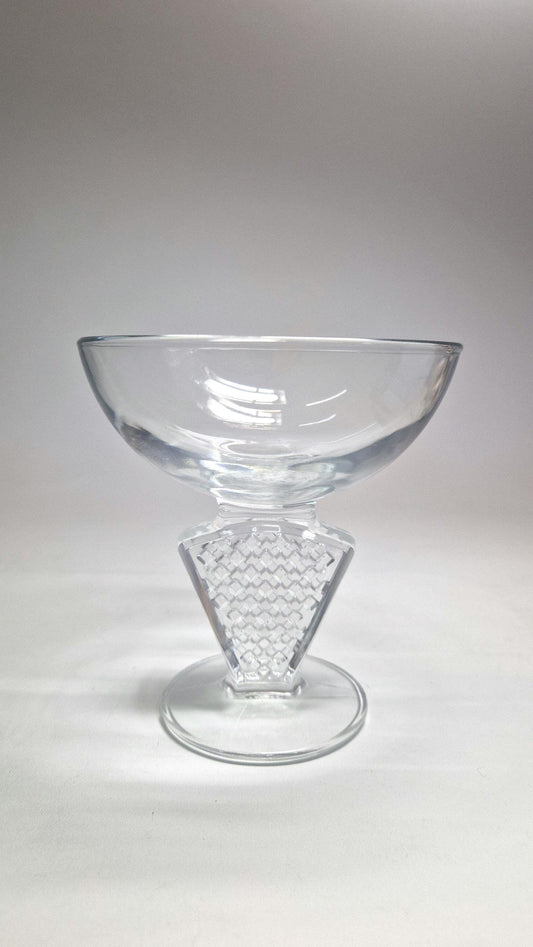 Vintage Cristal d’Arques-Durand Gaufrette Champagne Glass with Geometric Stem. c 2000s