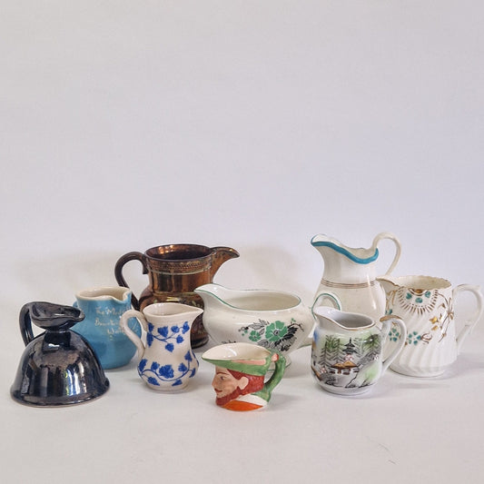 Motley Crew of 9 Creamers and Jugs. c1900s - 1950s
