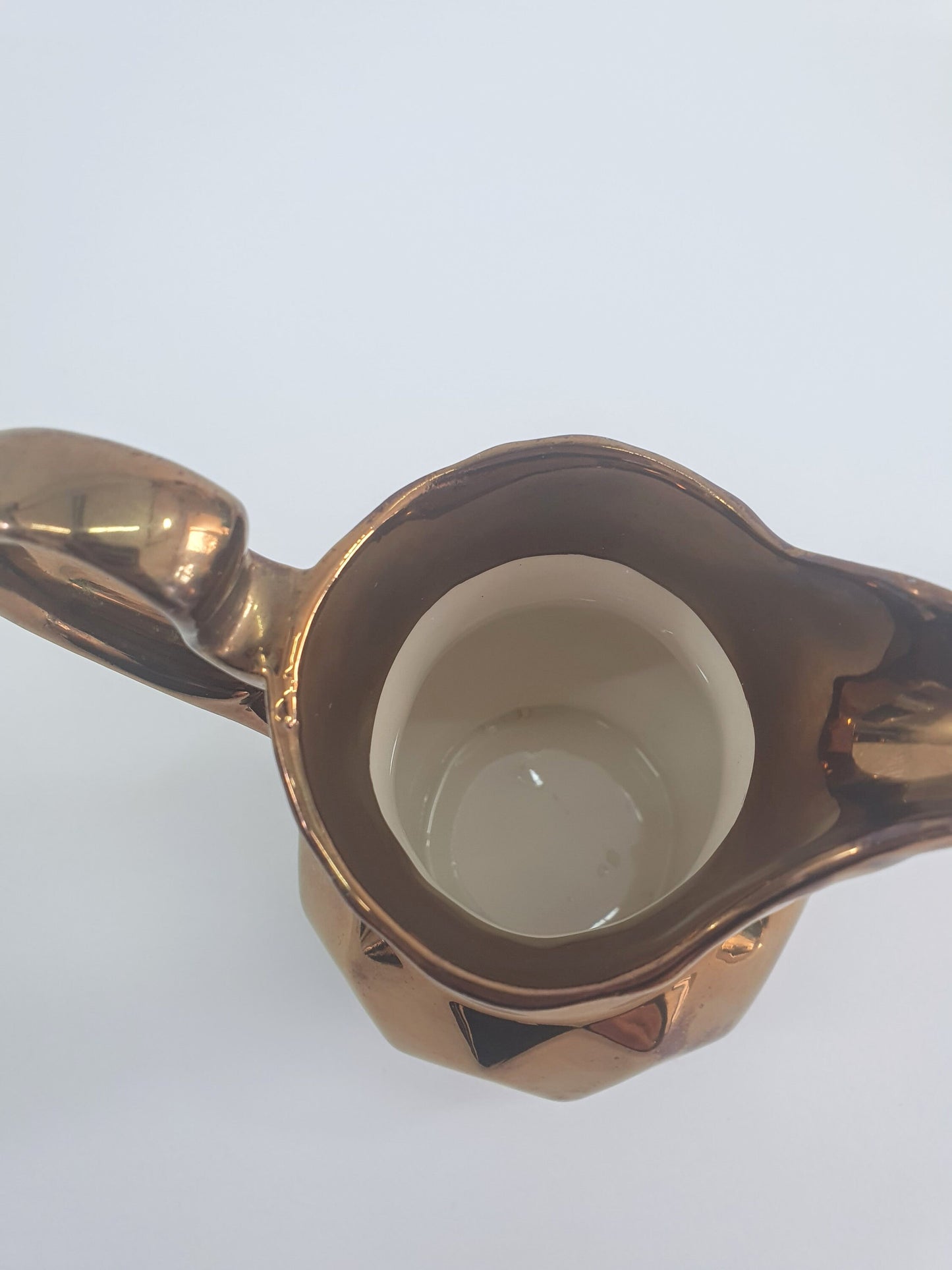Vintage Wade Copper Lustre with Pink and Yellow Flowers Creamer, Jug, Pitcher. c1950s