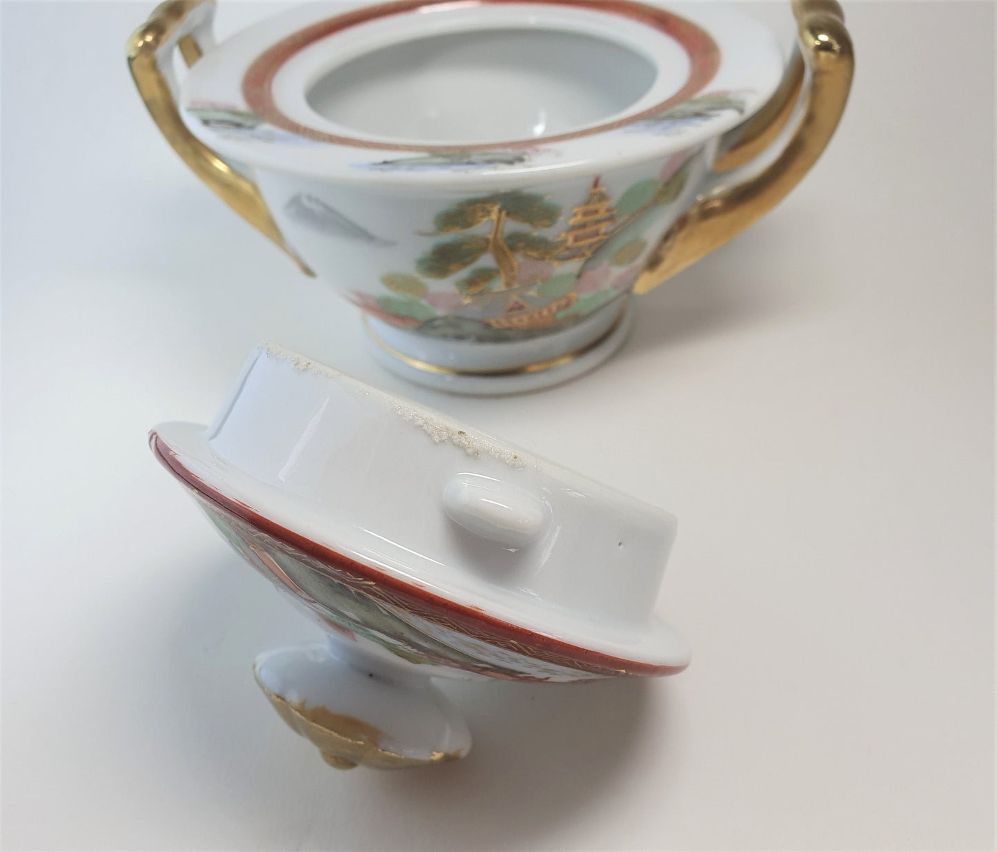 Japanese Sugar Bowl, Mid Century, Kitani, Noritake Style, Vintage, 1960's