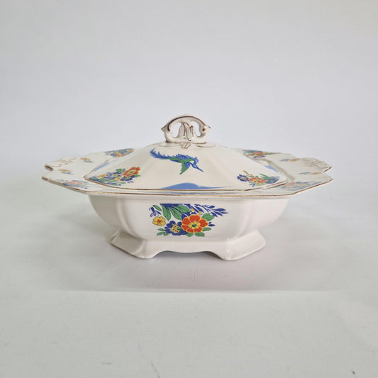 Vintage Alfred Meakin Tureen: 'Julianna' Floral Design, Kintsugi Repaired