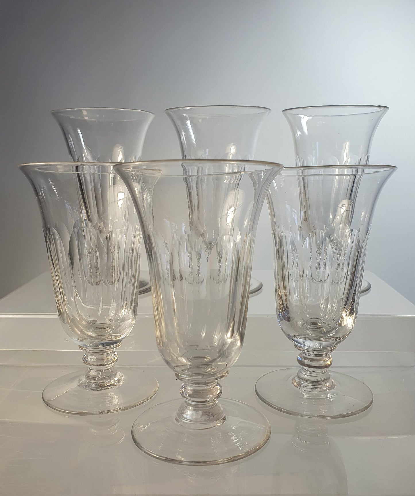 A Rare Set of 6, Antique Cut Lead Crystal Jelly Glasses. Georgian c1820s