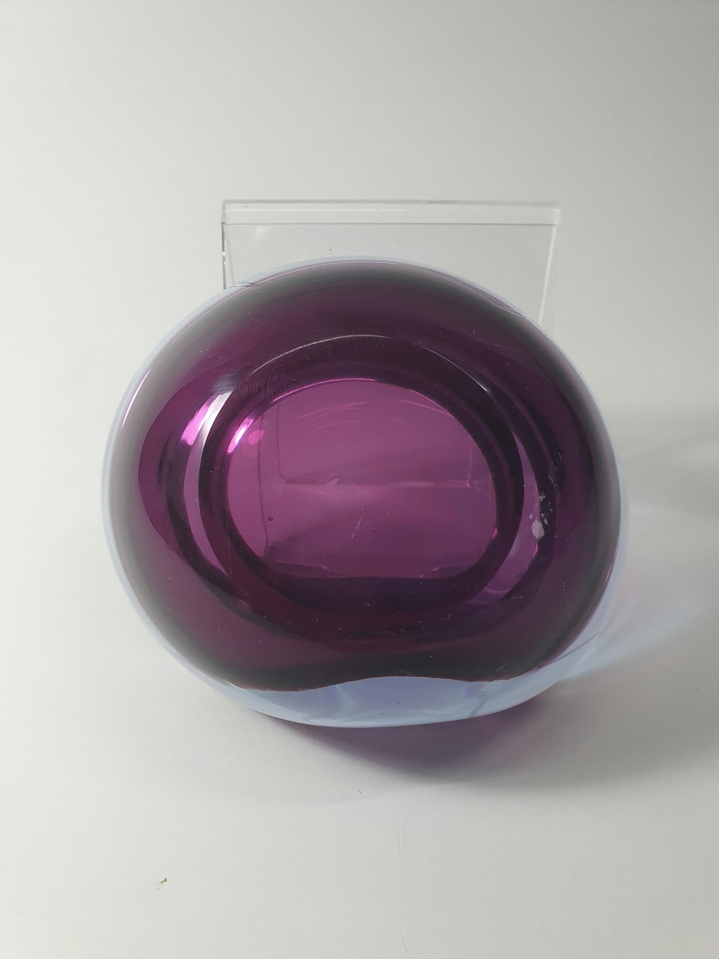 1960s Sommerso Glass Bowl: Vintage Kidney Shape, Pink & Blue Geode