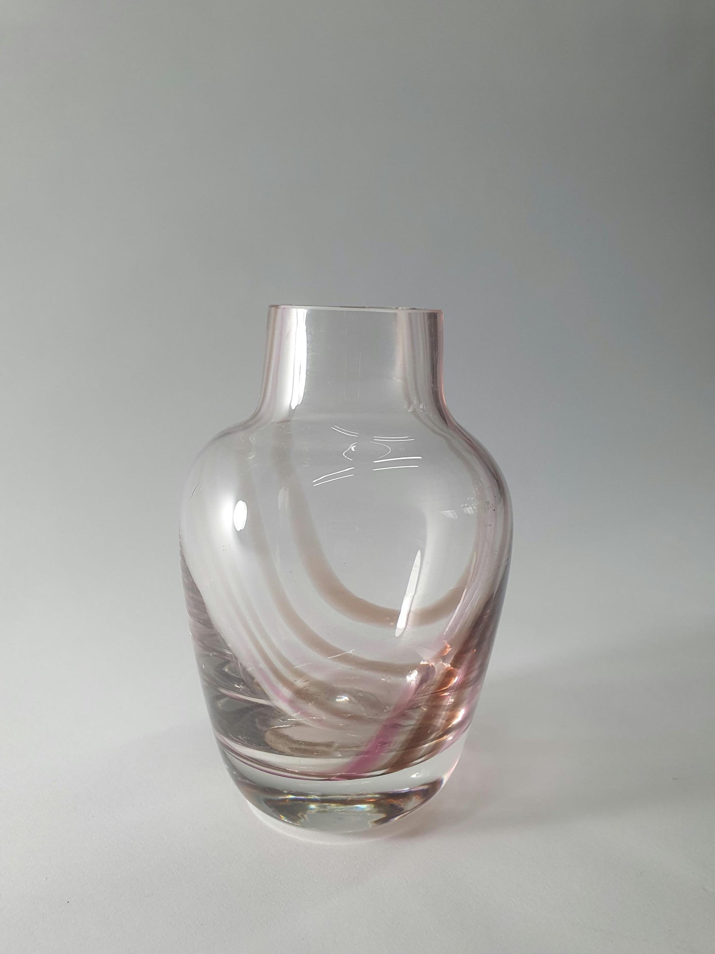 Vintage Caithness Oban Glass Bud Vase: Pink & Brown Heather Stripes, 1960s