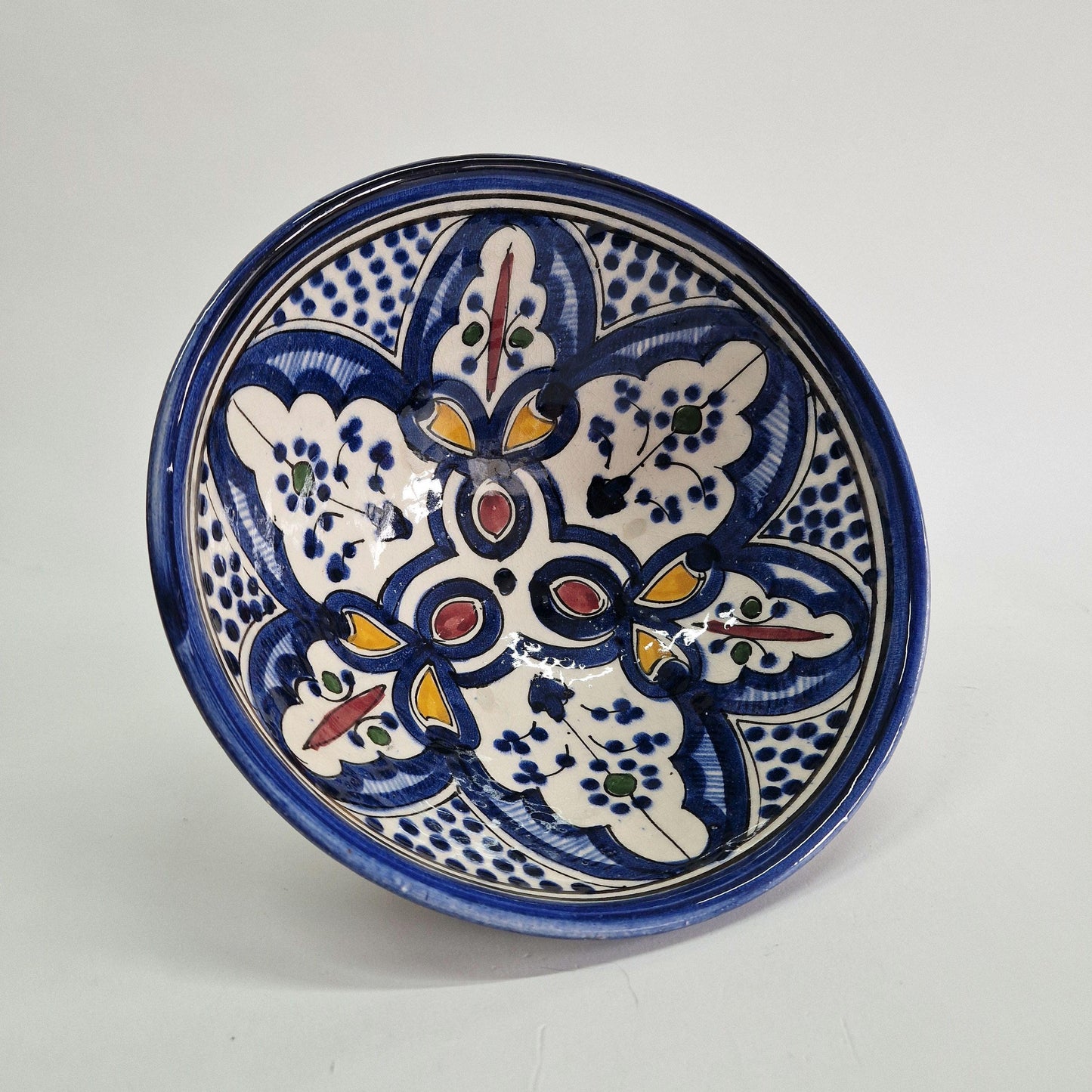 Vintage Safi Bowl: Hand-Painted Moroccan Arabesque Pottery