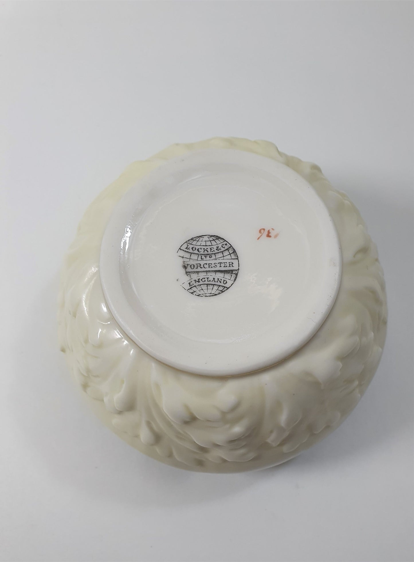 Edwardian Locke & Co Trinket Bowl: Ivory, Blush, and Blue with Gold Scalloped Edge