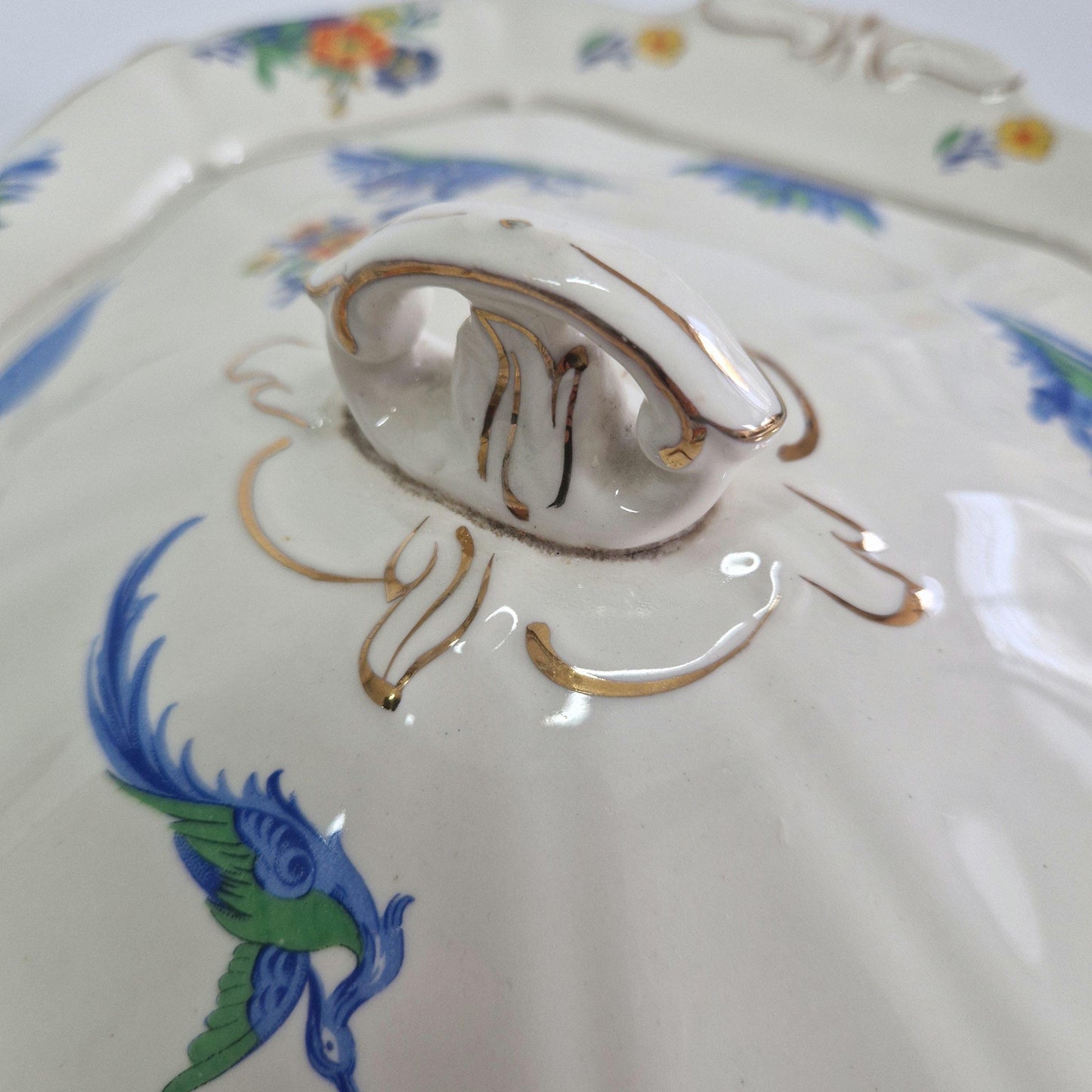Vintage Alfred Meakin Tureen: 'Julianna' Floral Design, Kintsugi Repaired