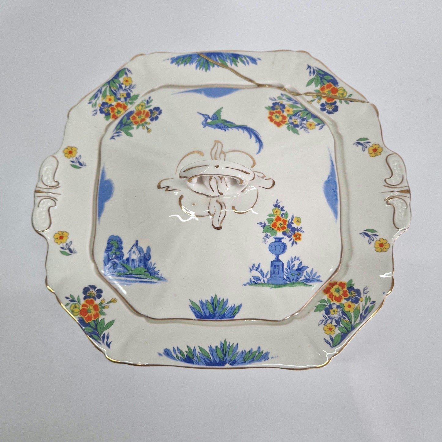 Vintage Alfred Meakin Tureen: 'Julianna' Floral Design, Kintsugi Repaired