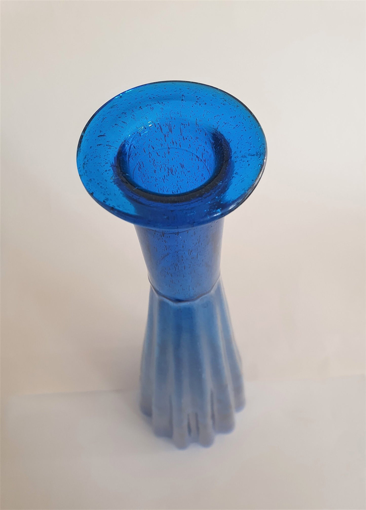 Vintage Empoli Blue Fluted Glass Bottle  c1960's