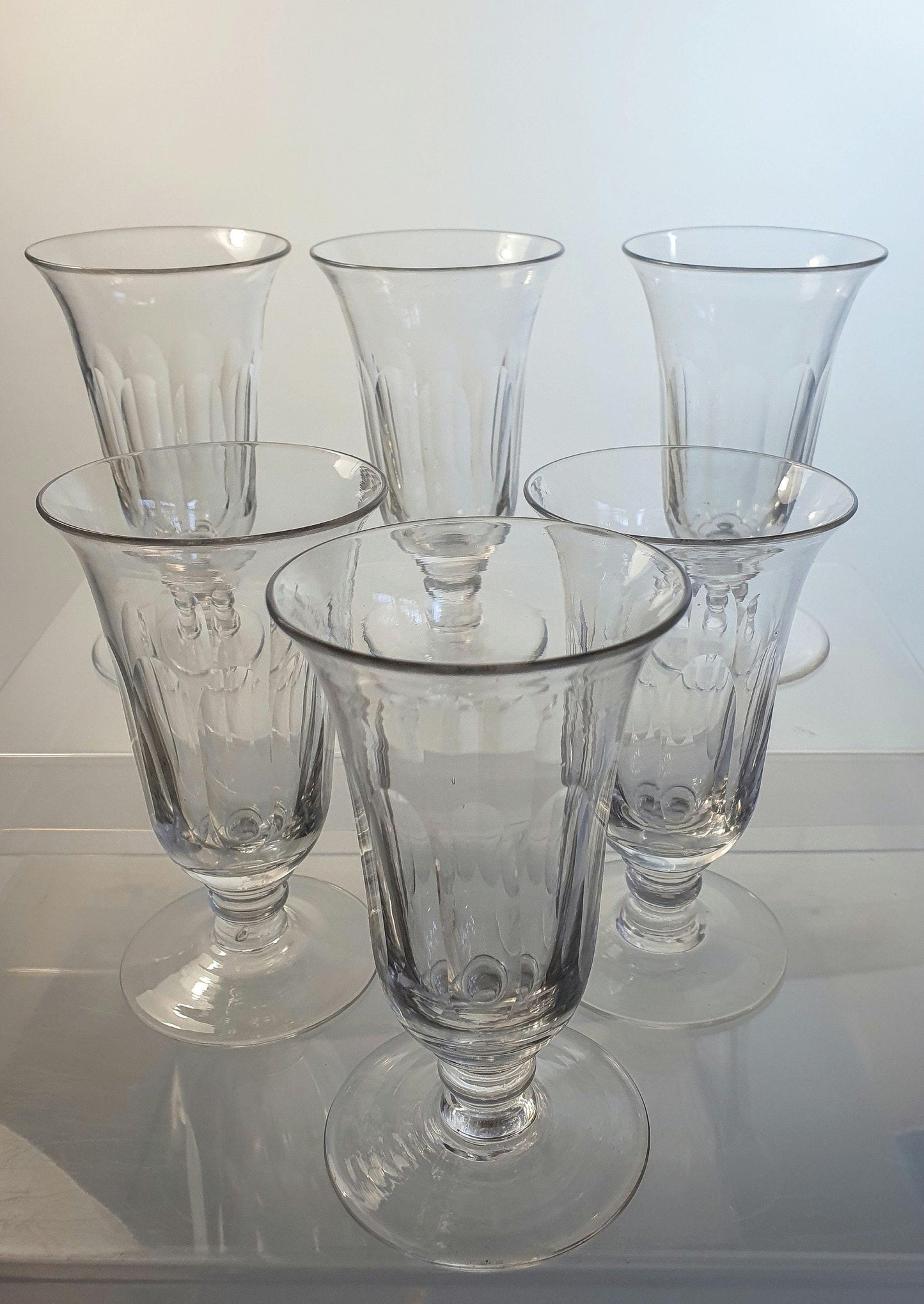 A Rare Set of 6, Antique Cut Lead Crystal Jelly Glasses. Georgian c1820s