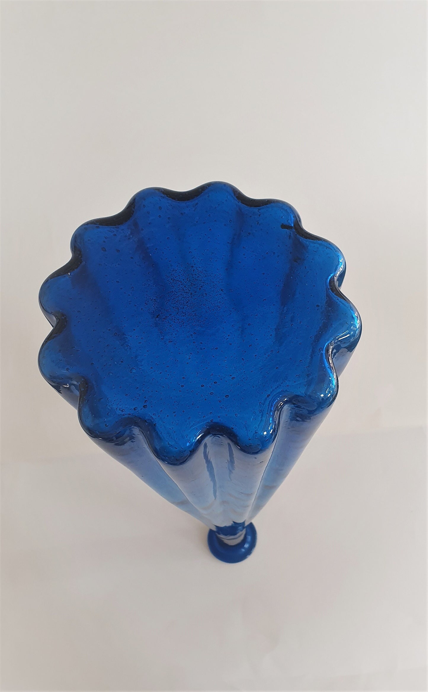 Vintage Empoli Blue Fluted Glass Bottle  c1960's
