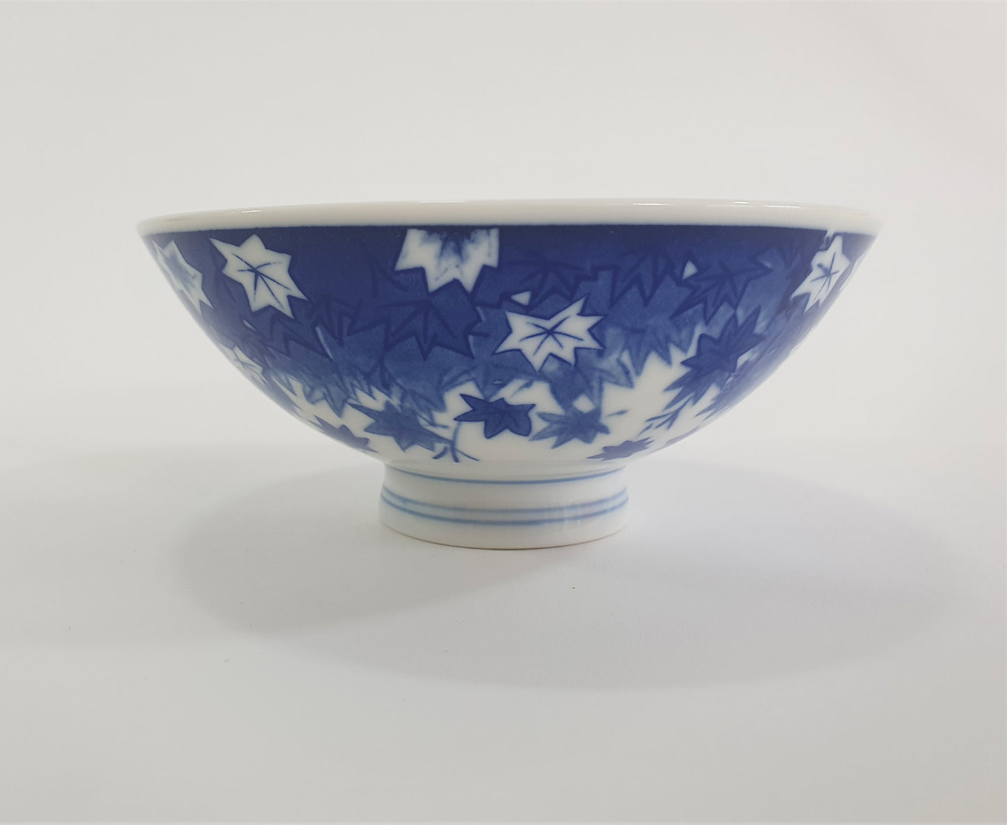 Vintage Japanese Porcelain Rice Bowls: Floral & Maple Leaf Design