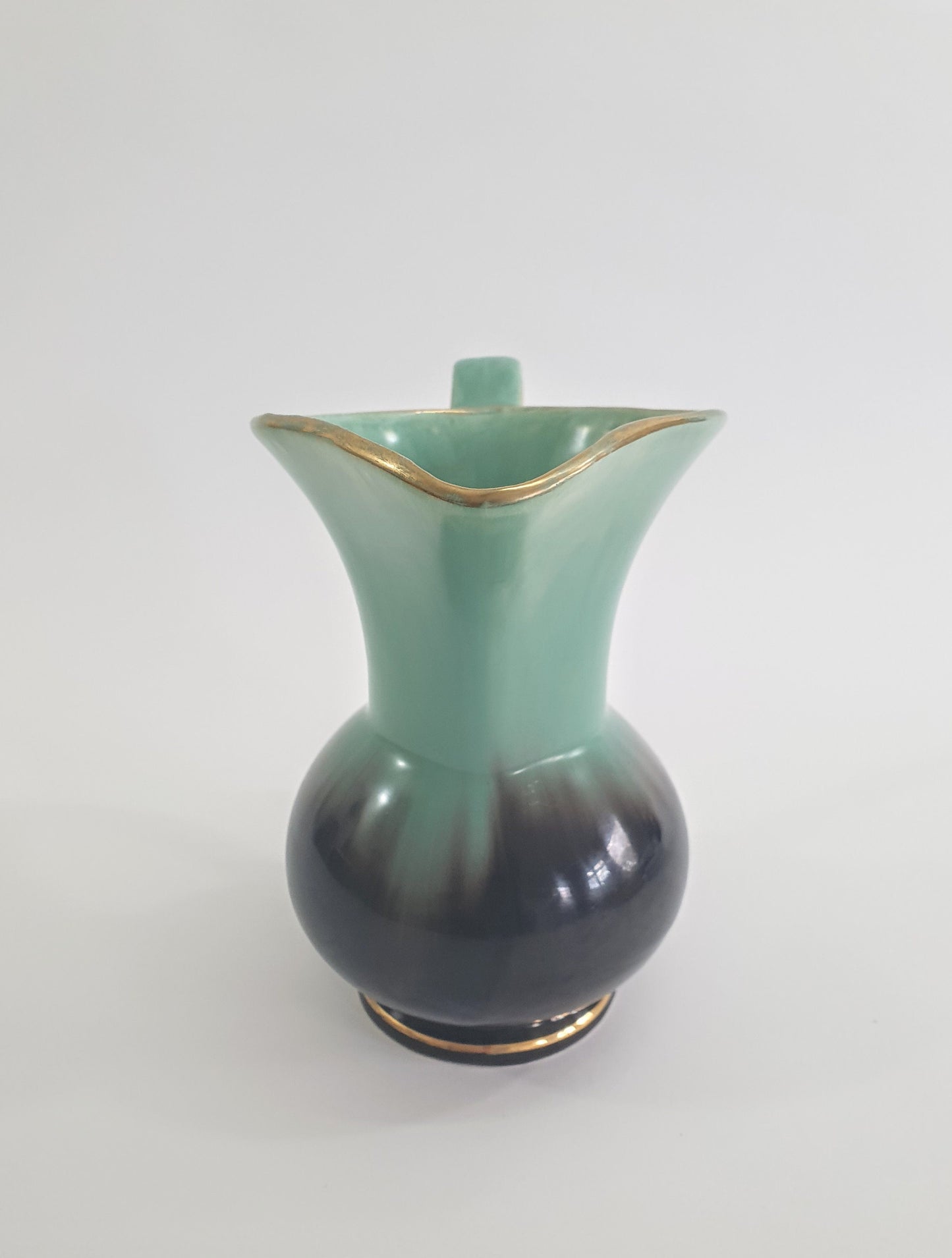 Vintage West Germany Art Pottery. Brown-Green Dripware Jug. c1980's