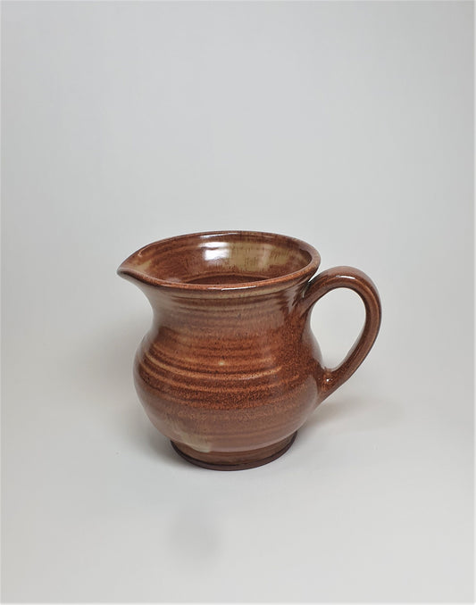Vintage Cornish Tregurnow Creamer in Brown Ridged dripware. c1980's