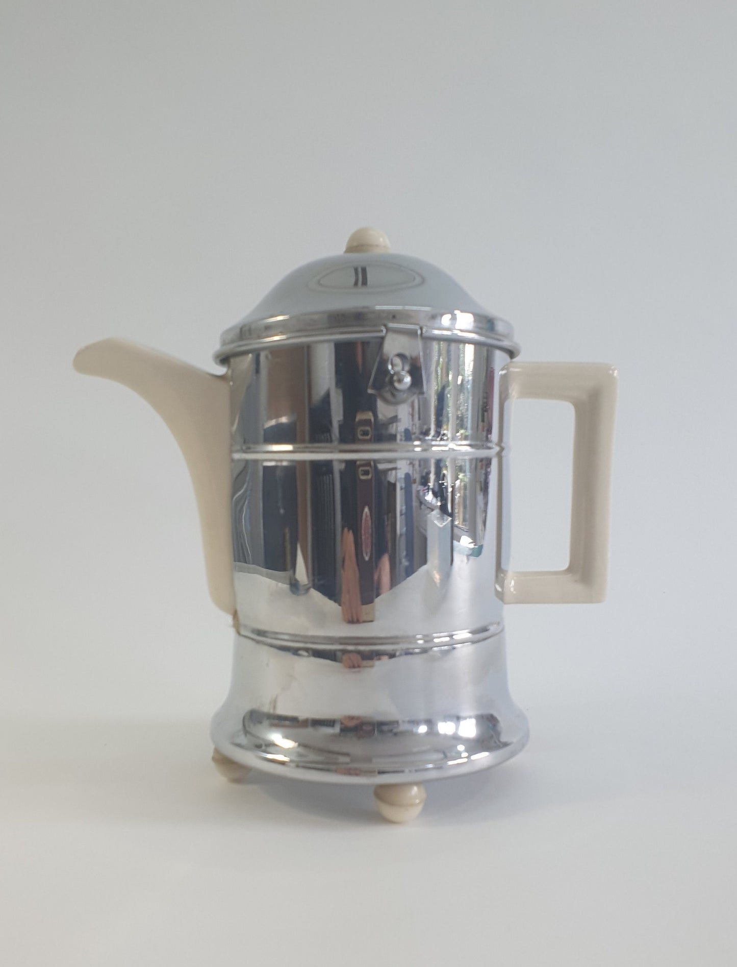 Vintage Ever-Hot Tea or Coffee Pot with Chrome and Thermal Insulated Cover.  c1950s