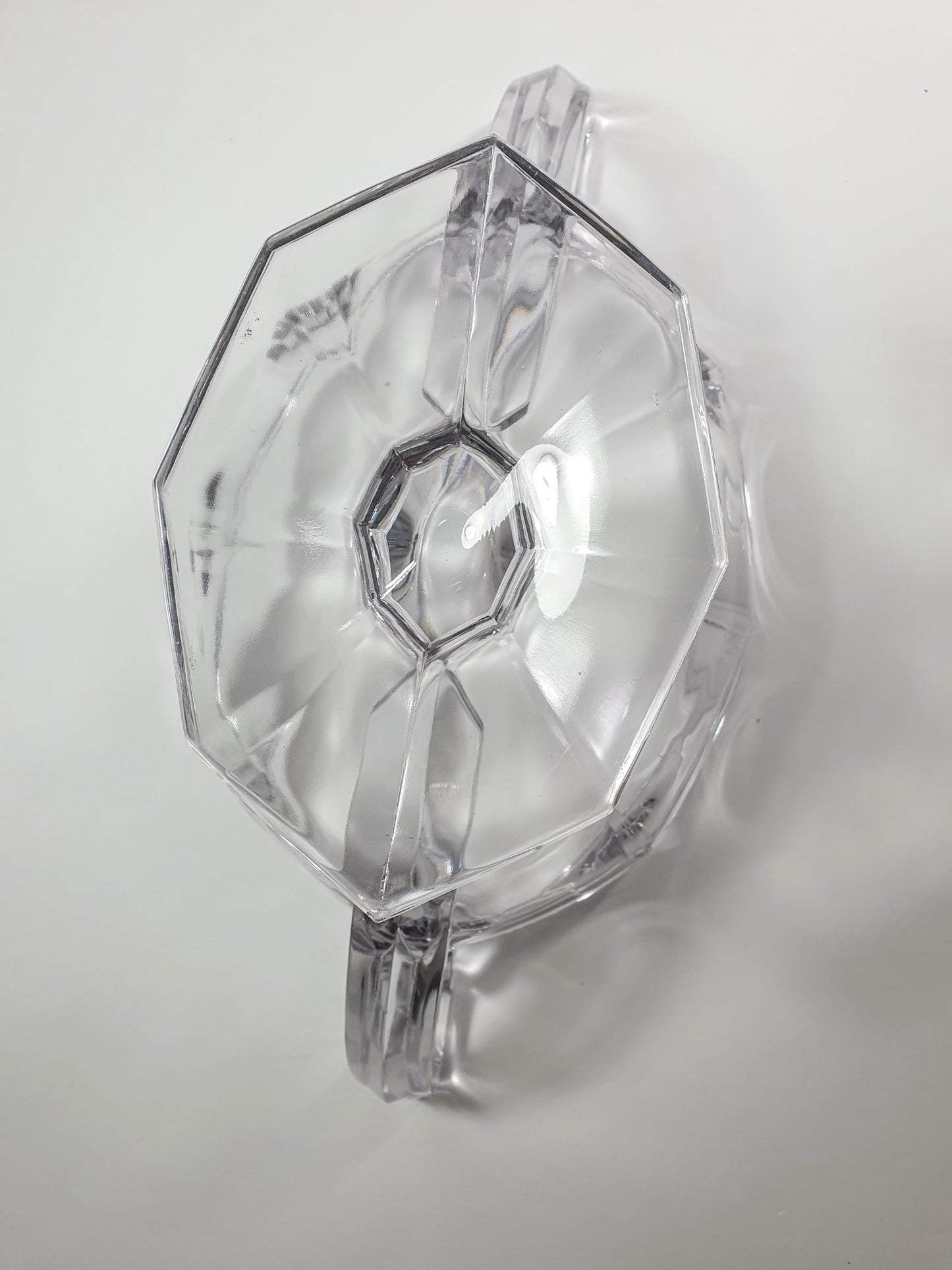 Heavy Clear Glass with a Hint of Purple, Trophy Bowl. Scalloped Rim and Footed. c1980s