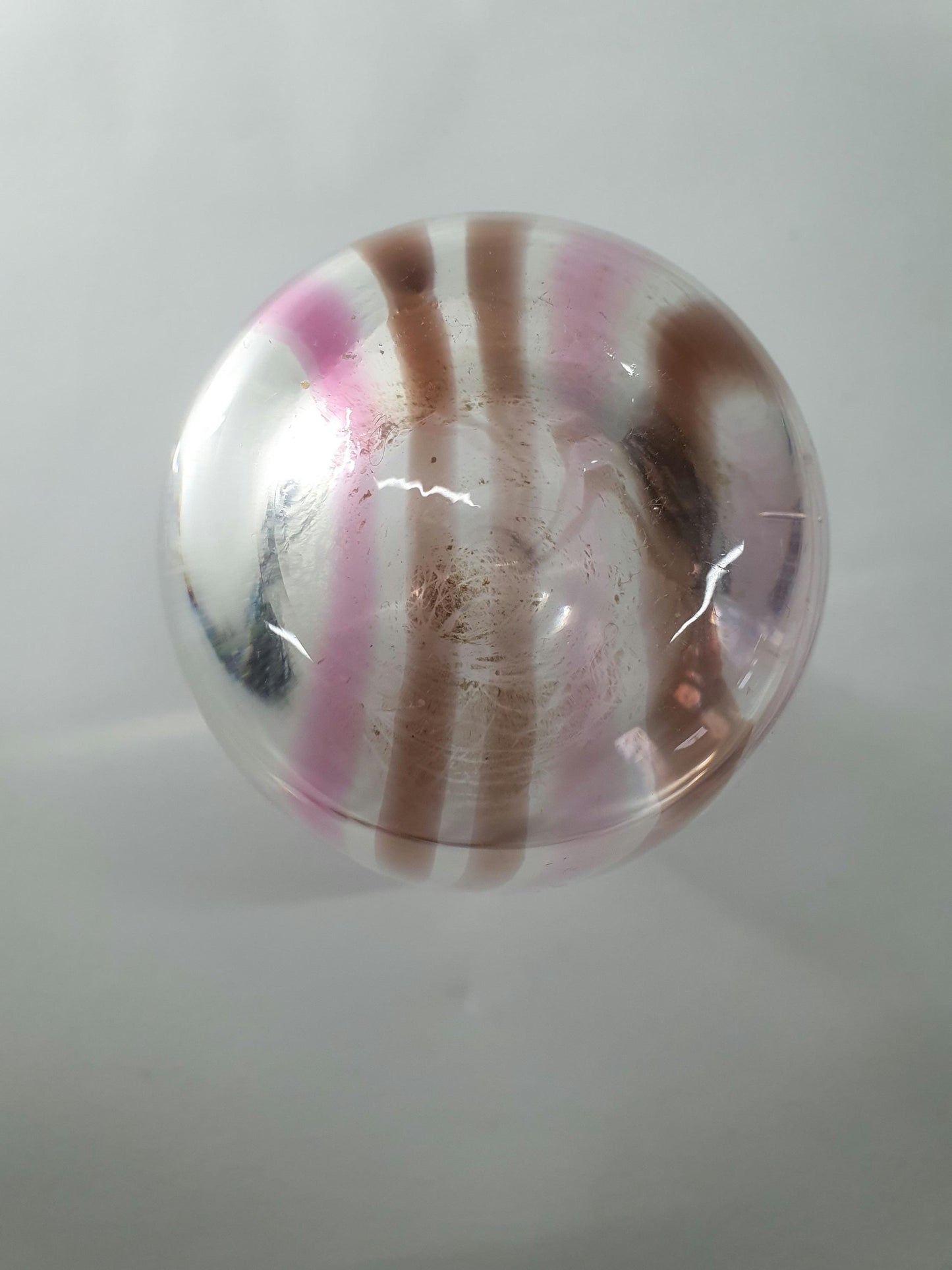 Vintage Caithness Oban Glass Bud Vase: Pink & Brown Heather Stripes, 1960s