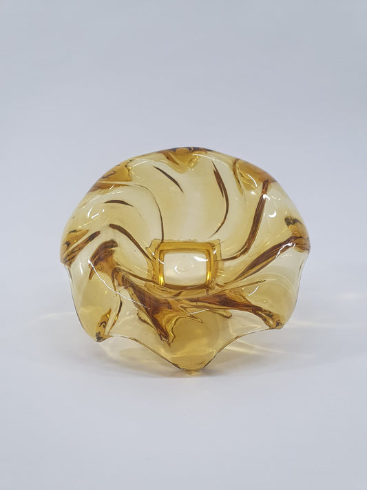 Smoky Amber, Art Deco, Bagley Equinox Glass Posy Vase - 1930s
